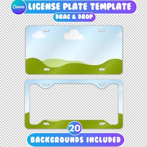 Canva License Plate Template, Car c Template, License Plate Mockup, Car License Plate Frame, Canva Template, 20 Backgrounds