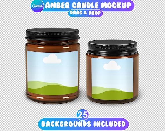 Amber Candle Mockup for Canva, Printify Scented Candle, Easy Use Drag and Drop, Candle Mock Up, Candle Jar Mockups Template