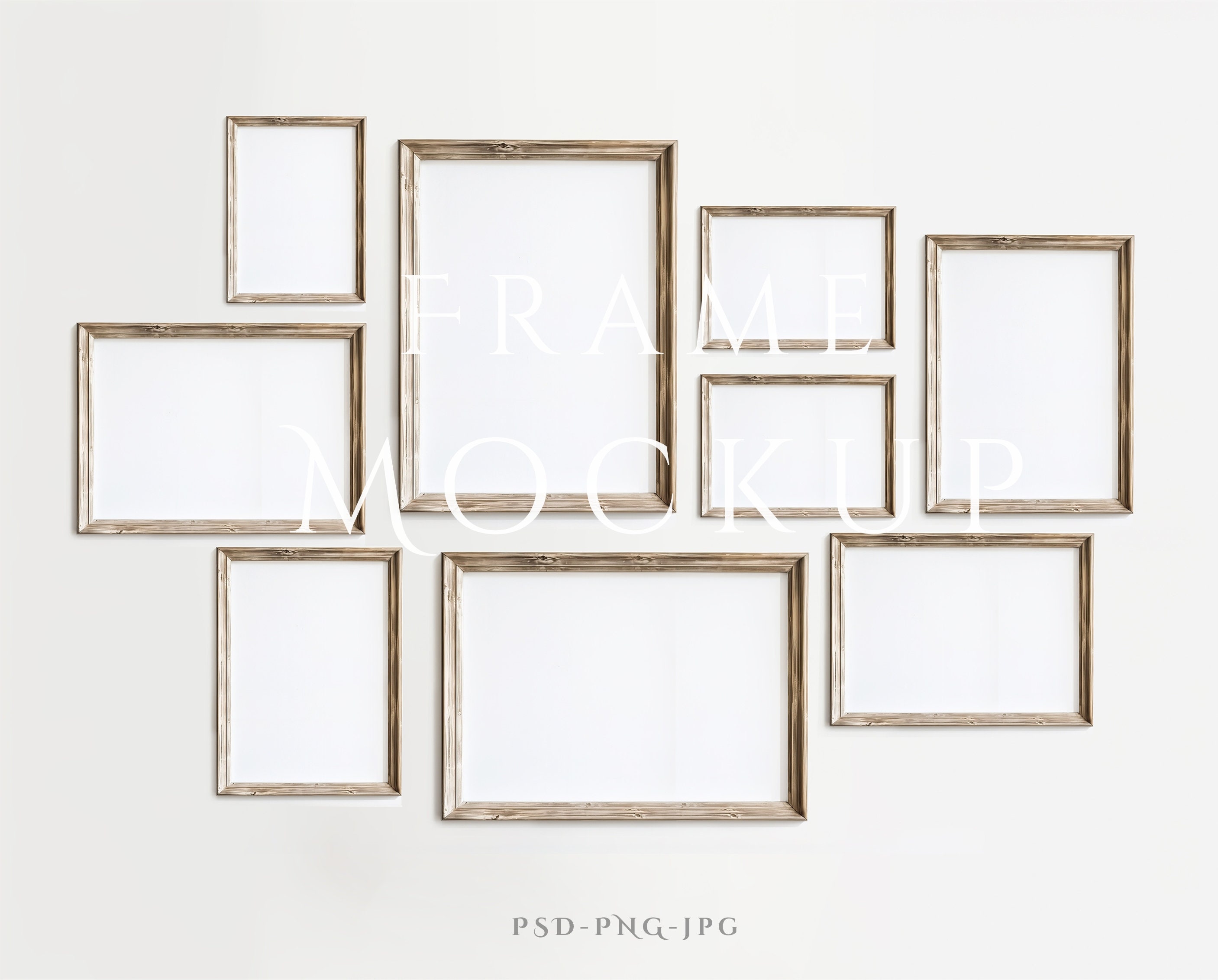 9 Frame Mockup A4 | Rustic Frame Mockup | Antique Wall Art Mockup ...