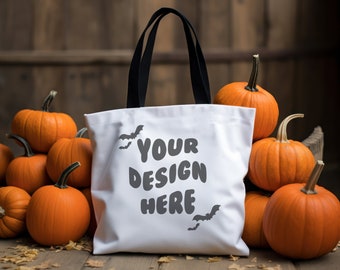 Tote Bag Mockup, Black Handle Tote Bag Mockup, Pumpkin Tote Bag Mockup, Fall Tote Back Mock up, Canva Tote Bag Mockup, White Tote Mock up