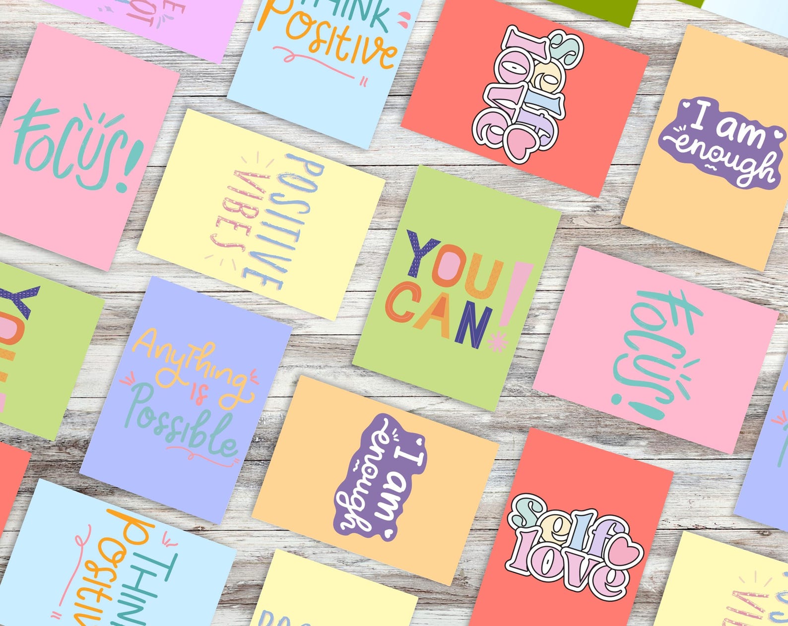 Affirmation Cards Canva Mockup, Drag and Drop Template, Editable Canva ...