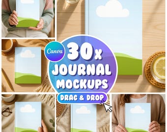 Canva Journal Mockup, Journal Mockup, 5x7 Journal Mockup Template, Drag and Drop Mockup, Printify Journal, Editable Journal Mockup