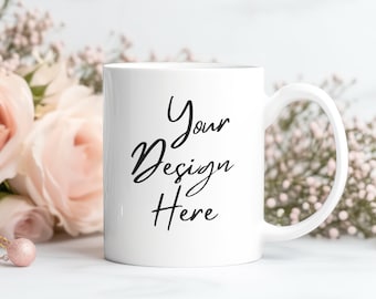 11 oz White Mug Mockup | Spring Floral Mug Mockup | Coffee Cup Mockup | Mockup PSD JPG | Mug Template | Lifestyle Mockup | Blank Mug Mockup