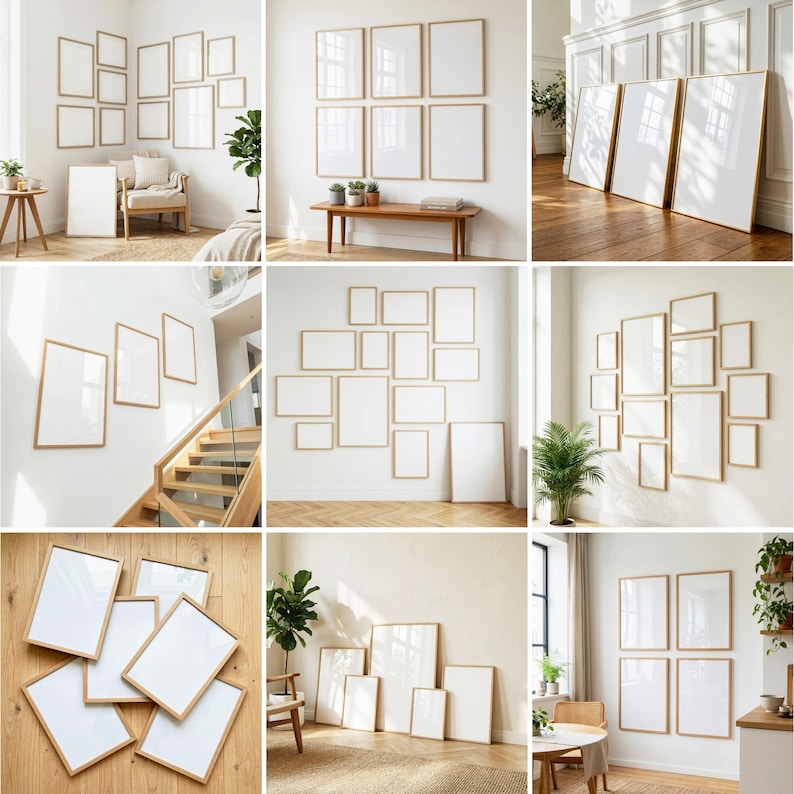 80x Gallery Frame Mockup Bundle: PSD Smart Objects, Canva Drag and Drop (Digital Download) image 2