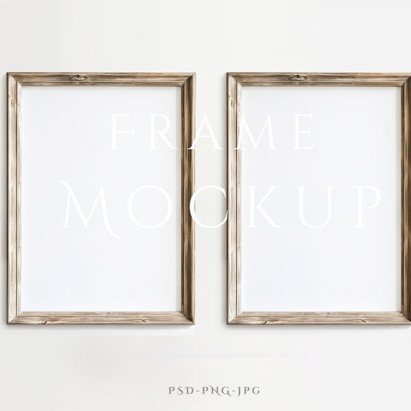 2 Frame Mockup A4 | Rustic Frame Mockup | Antique Wall Art Mockup | Wood Mockup Frame | Vintage Frame Mockup | ISO Frame Mockup | PSD PNG