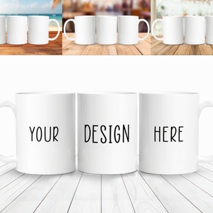 11oz Mug mockup 8.5 x 3.5 Full Wrap View | Canva Mug Mockup | 11 Oz Coffee Mug Mock up | 3 Mug Mockup | Blank Mug | Mockup PNG Overlay