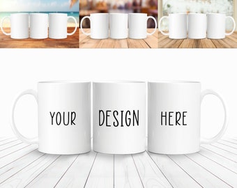 11 Unzen Tasse Mockup 8,5 x 3,5 Full Wrap View | Canva Tasse Mockup | 11 Unzen Kaffeebecher Mock up | 3 Becher Mockup | Leere Tasse | Mockup PNG Overlay