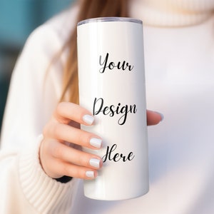 20 Oz Skinny Tumbler Mockup | Tumbler PSD Mockup  | Skinny Tumbler Mockup | Sublimation Mockup | Smart Object PSD | Tumbler Hand Mockup