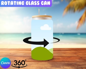 Canva Rotating Glass Can Mockup | Animated Glass Can Mockup | Beer Can Glass Mockup | 16oz Libbey Glass Mockup | Spinning Glass Can