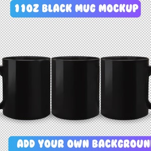 11oz Black Mug Mockup | Full Wrap Mockup | PSD Mug Mockup | Add Your Own Background | Mug Sublimation Mockup | PSD Mug Mockup