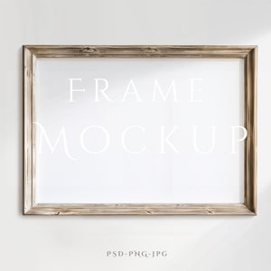 Cornice orizzontale Mockup A4 / Cornice rustica Mockup / Cornice antica Mockup / Cornice orizzontale / Vintage Wall Art Mockup / Cornice in legno Mockup