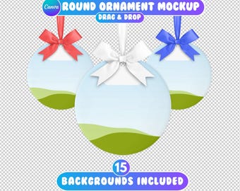 Canva Christmas Ornament Mockup, Ceramic Round Christmas Ornament Mockup, Tree Ornament Mockup Christmas Mockup Canva Mockup, Holiday Mockup