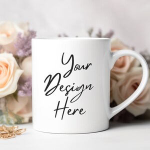 11 oz White Mug Mockup | Spring Floral Mug Mockup | Coffee Mug Mockup | Mockup PSD JPG | Mug Template | Lifestyle Mockup | Blank Mug Mockup