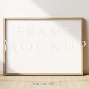 Rahmen Mockup A4 | Horizontales Rahmen Mockup | Wand Kunst Mockup | Druckrahmen Mockup | Mockup Rahmen aus Holz | Minimalistisches Rahmen Mockup | PNG PSD