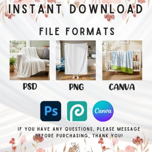 50 Printify Blanket Mockups Bundle: PSD, PNG, Canva Drag and Drop Mockups (Digital Download) image 6