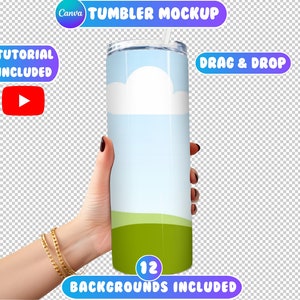 Canva 20oz Tumbler Mockup, Hand Holding Tumbler Mockup, Canva Tumbler Template, Single Tumbler Canva Mockup, Canva Tumbler Mockup