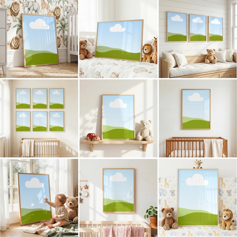 100 x mock-upbundel voor kinderkamerlijst: canva slepen en neerzetten, DIN A-verhouding (digitale download) afbeelding 2