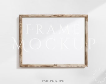 Landscape Frame Mockup 3:4 | Wood Frame Mockup | Wooden Wall Art Mockup | Horizontal Frame | Vintage Frame Mockup | Wood Frame Mockup