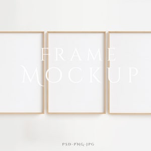 Rahmen Mockup A4 | 3 Rahmen Mockup | Wandrahmen Mockup | Druckrahmen Mockup | Holz Mockup Rahmen | Drei Wand Kunst Mockup | Thin Frame Mockup