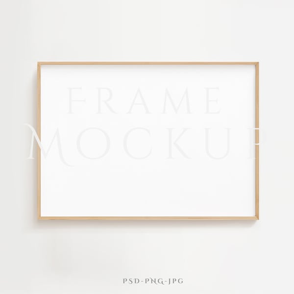 Frame Mockup A4 | Horizontal Frame Mockup | Wall Frame Mockup | Landscape Frame Mockup | Wooden Mockup Frame | Minimalist Frame | PNG PSD