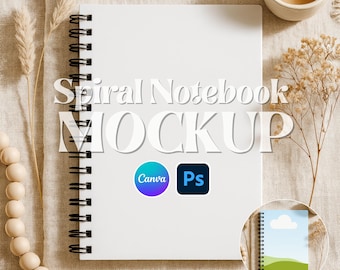 Spiralblock Mockup, Canva Spiralblock Mockup, PSD PNG Spiralblock Mockup, Printilly Spiralblock Mockup, ziehen Canva