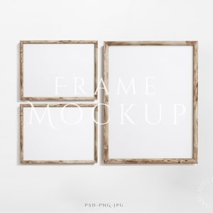 3 Querformat Rahmen Mockup 3:4 | Horizontaler Rahmen | Antiker Rahmen Mockup | Leichtes Holzrahmen Mockup | Vintage Wand Kunst Mockup | Holzrahmen Mock
