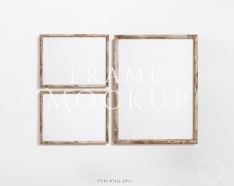 3 Landscape Frame Mockup 3:4 | Horizontal Frame | Antique Frame Mockup | Light Wood Frame Mockup | Vintage Wall Art Mockup | Wood Frame Mock