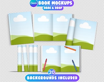 12 Canva Book Mockups, Book Cover Mock up Template, US Letter, KDP Mockup, Canva Magazine Mockup, Canva Ebook Mockup, 20 Backgrounds