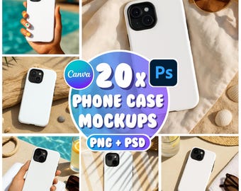 20x Phone Case Mockup Bundle, PSD PNG Phone Case Mockups Printify Tough Phone Case Mockups, iPhone Case Mockup, Canva Phone Case Mockup