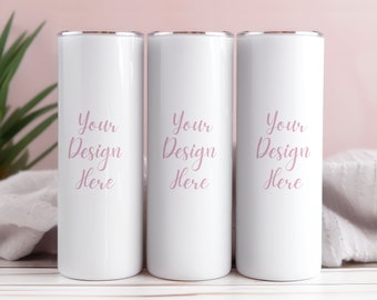 20 Oz Skinny Tumbler Full Wrap Mockup | Canva Tumbler Mockup Png | No Straw Tumbler | Sublimation Mockup | Tumbler Mockup PSD PNG