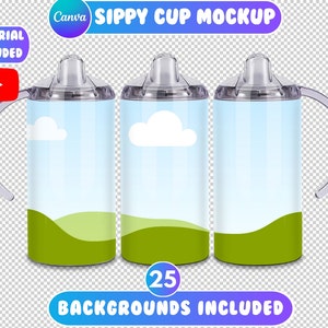 Schnabeltasse Mockup, Ziehen und ablegen Mockup, 12 Unzen Kinderbecher, Canva Schnabeltasse, Kinder Schnabeltasse Mockup, Becher Mockup, 25 Hintergründe inklusive