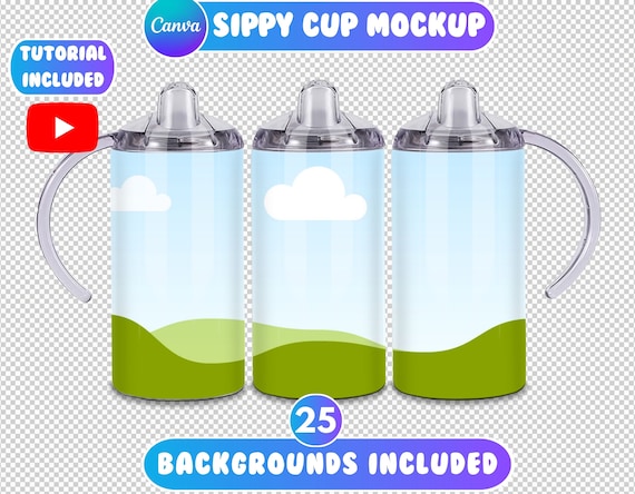 Sippy Cup Mockup, Drag and Drop Mockup, 12oz Kids Tumbler, Canva Sippy Cup, Kids Sippy Cup Mockup, Tumbler Mockup, 25 Backgrounds Included