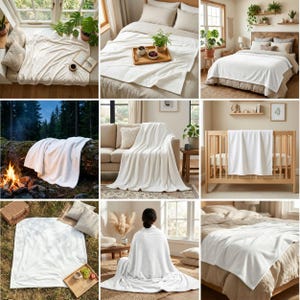 50 Printify Blanket Mockups Bundle: PSD, PNG, Canva Drag and Drop Mockups (Digital Download) image 5