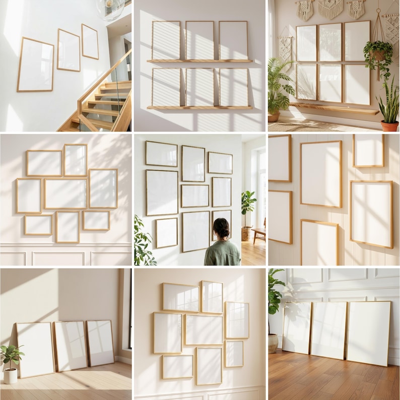 80x Gallery Frame Mockup Bundle: PSD Smart Objects, Canva Drag and Drop (Digital Download) image 6