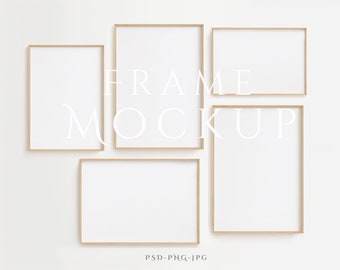 Frame Mockup A4 | 5 Frame Mockup | Frame Mockup Set | Wall Frame Mockup Set of 5 | Wall Frame Mockup ISO | Minimalist Mockup | PSD PNG