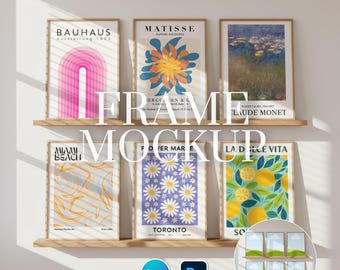 6 Frame Mockup: PSD Smart Objects, Drag and Drop Canva Template, DIN A Size, Realistic Shadows