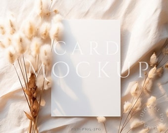 Card Mockup 5x7, Greeting Card Mockup, Minimalist Boho Invite Card Mock up, PSD Smart Object + JPG & PNG, Minimal Card Mockup, Wedding Card