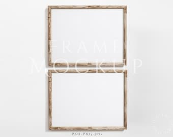 Landscape Frame Mockup 3:4 | Wood Frame Mockup | Antique Frame Mock up | Horizontal Frame | Vintage Wall Art Mockup | Wooden Frame Mockup