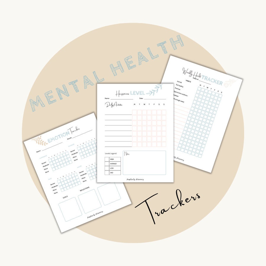 Mental Health Trackers PDF Mood Tracking Mood Tracker Mental Health