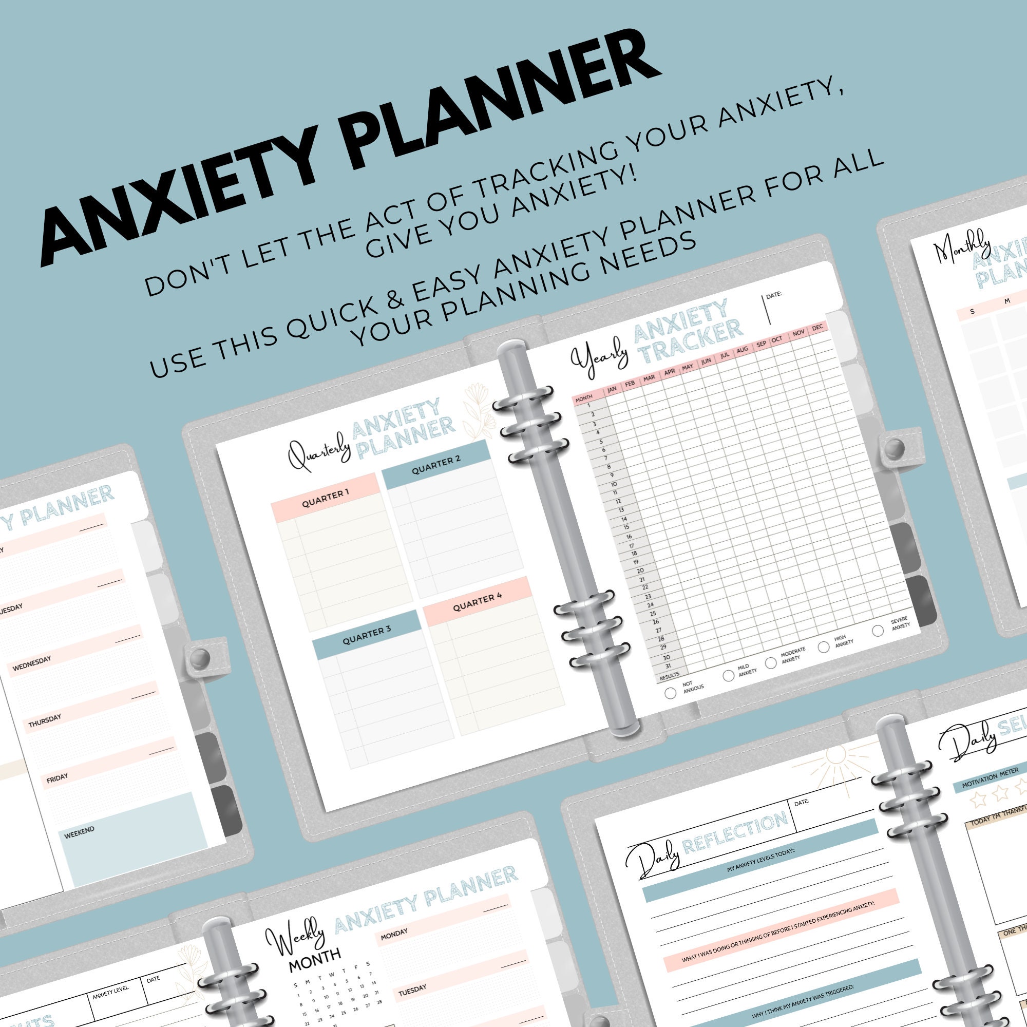 Quick & Easy Planner for Anxiety, Self Care, and Mental Health