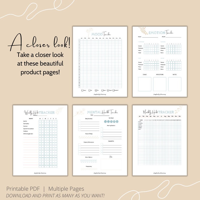 Mental Health Trackers PDF Mood Tracking Mood Tracker Mental Health