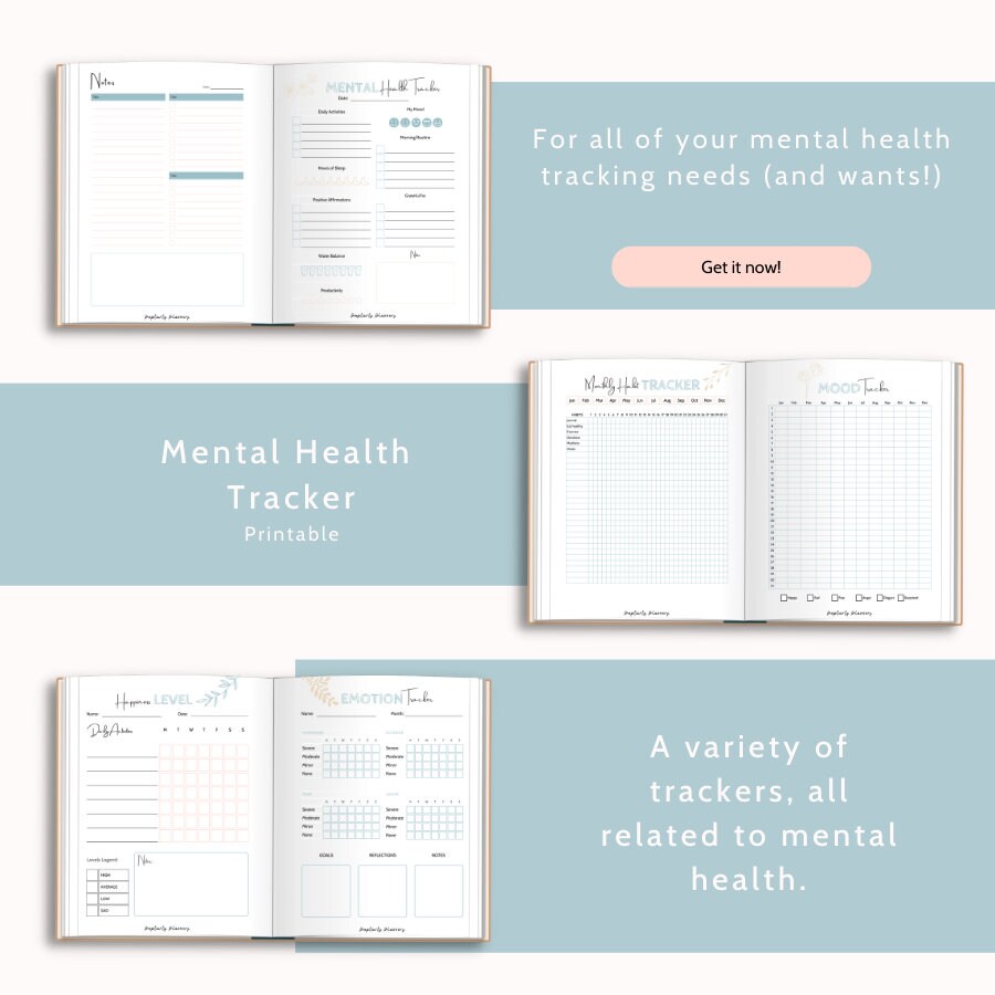 Mental Health Trackers PDF Mood Tracking Mood Tracker Mental Health