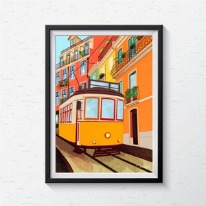 Lisbon Portugal Print, A5 A4 A3 Poster, Travel Illustration, Wall Art, Home Decor, Unique Housewarming Gift for him or her, birthday present