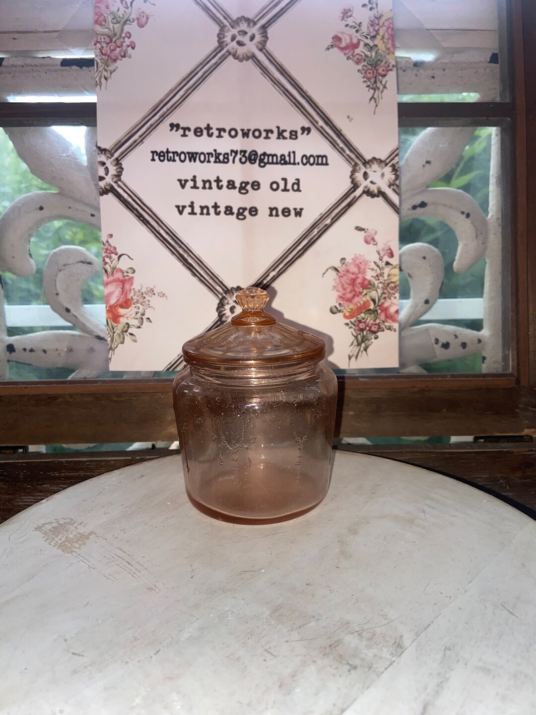 Mini Pink Depression Glass Jar Etsy