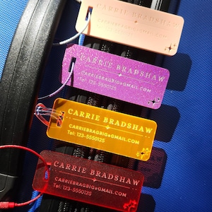 Personalized Luggage Tags, Modern travel gift for baggage suitcase identification, Mothers day gift, Custom Engraved Tag, gift for her, him