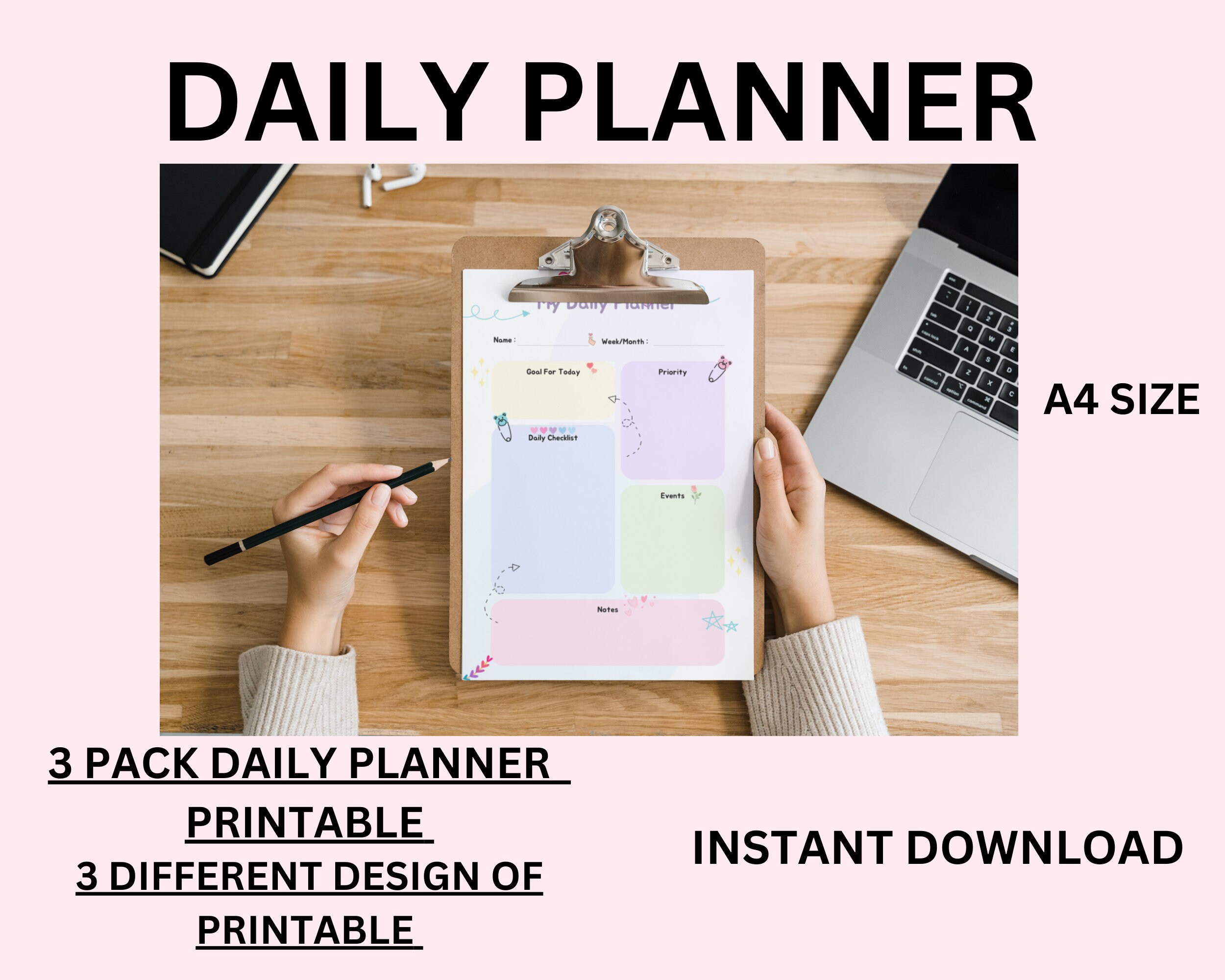 DAILY PLANNER I 24 Hour Daily Planner Printable I Daily to Do List for ...