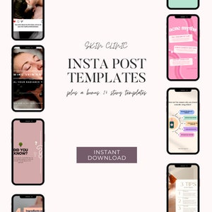 40+Skincare Social Posts |Esthetician Instagram Stories | Skincare Canva Post | Spa Salon Beauty Posts Template Bundle Esthetician Templates