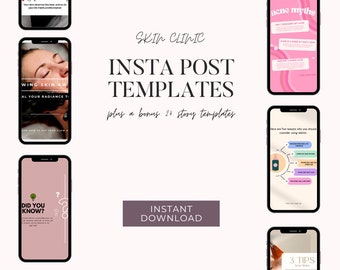 Oltre 40 post social per la cura della pelle/Storie Instagram per estetisti/Post Canva per la cura della pelle/Modelli per post di bellezza per saloni spa Modelli per estetisti
