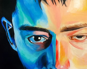Portrait de Thom Yorke - peinture acrylique - impression d'art - Radiohead - impression musique - art musical - impression années 90 - peint - impression poster