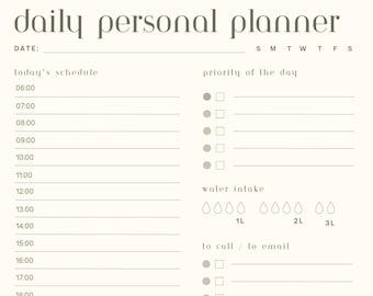 JPG Digital Download Daily Planner Printable, Productivity Planner, Digital Download, Printable Planner, Planner Inserts, Daily Schedule